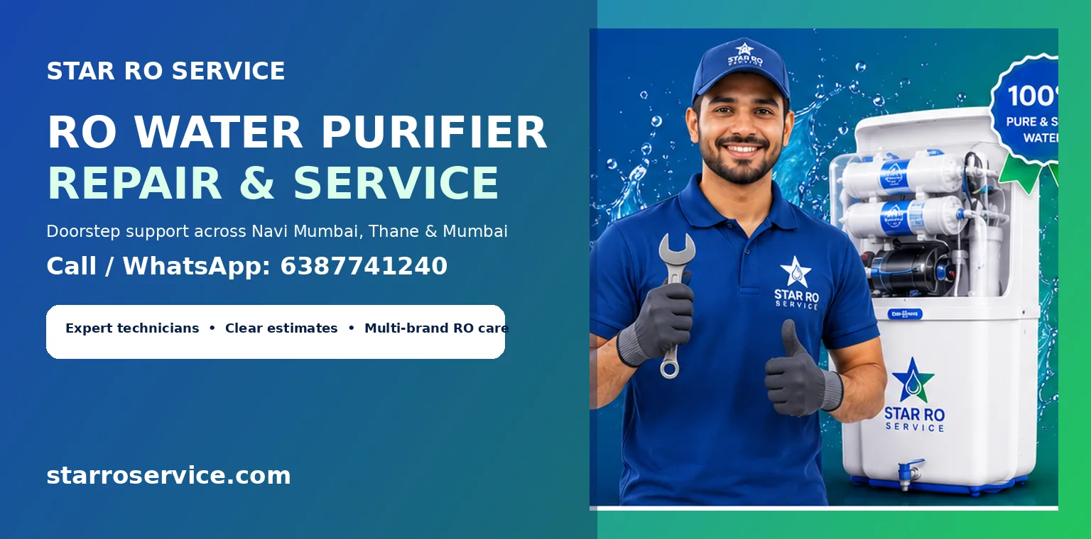 Star RO Service RO water purifier repair and doorstep service banner for Navi Mumbai, Thane and Mumbai